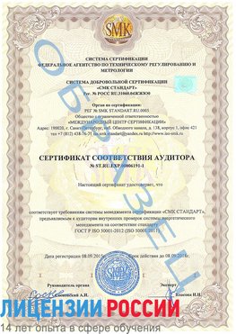 Образец сертификата соответствия аудитора №ST.RU.EXP.00006191-1 Красногорск Сертификат ISO 50001
